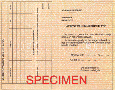 Attest van immatriculatie of de oranje kaart
